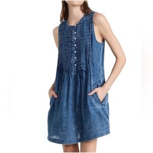 Faherty Brand Indigo Isha Dream Gauze Cotton Sleeveless Mini Dress - Xsmall